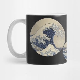 Minimalist The Great Wave off Kanagawa With Sun Geometric Mug